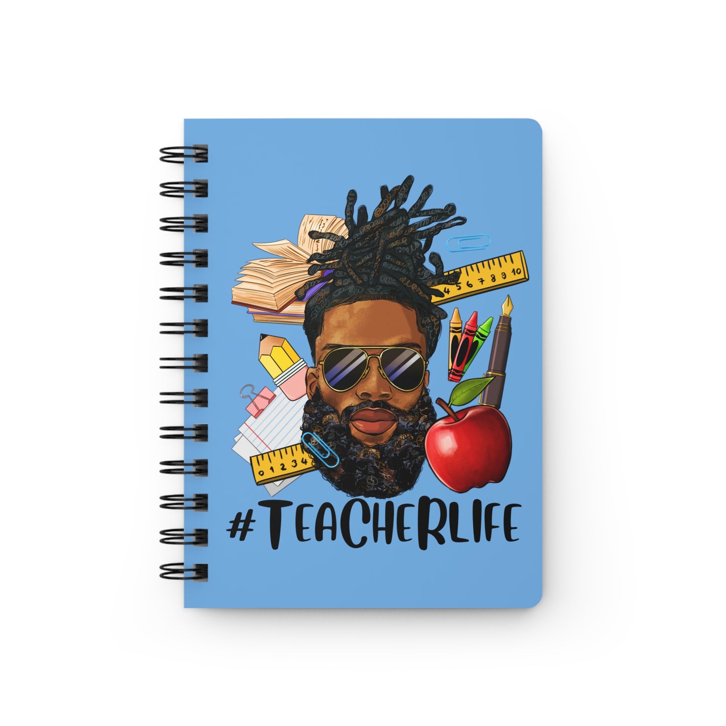 Teacher Life  - Male Spiral Bound Journal - Light Blue