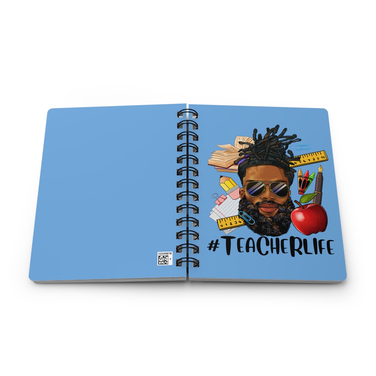 Teacher Life  - Male Spiral Bound Journal - Light Blue
