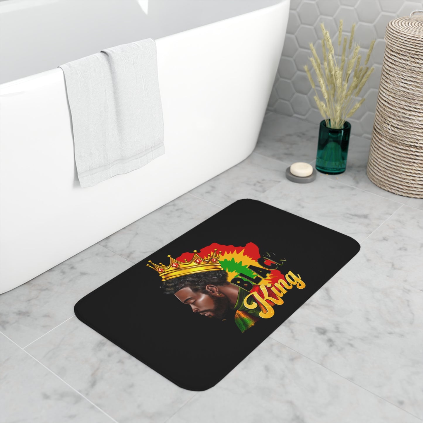 The Black King Memory Foam Bath Mat